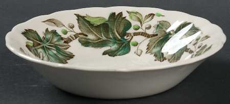 Vintage Cream (Green Ivy & Berries) Fruit/Dessert (Sauce) Bowl
