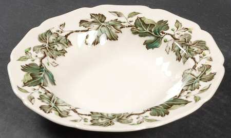 Vintage Cream (Green Ivy & Berries) Rim Soup Bowl