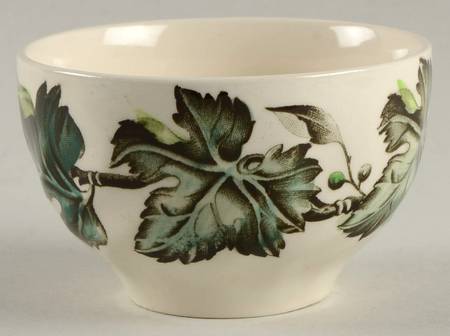 Vintage Cream (Green Ivy & Berries) Mini Open Sugar Bowl