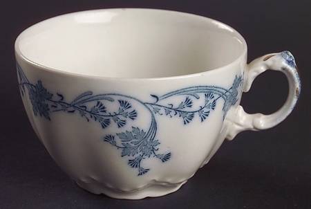 Vintage White (Blue Green Leaves, Gold Trim) Flat Cup