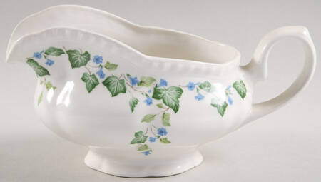 Vintage (Newer, Green Ivy, Blue Flowers) Gravy Boat