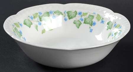 Vintage (Newer, Green Ivy, Blue Flowers) Coupe Cereal Bowl