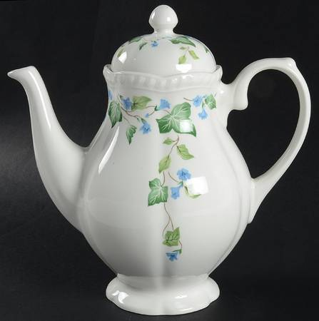 Vintage (Newer, Green Ivy, Blue Flowers) Coffee Pot & Lid