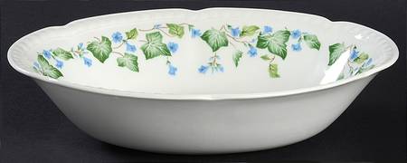 Vintage (Newer, Green Ivy, Blue Flowers) 9" Oval Vegetable Bowl