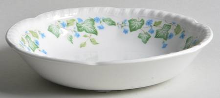 Vintage (Newer, Green Ivy, Blue Flowers) Fruit/Dessert (Sauce) Bowl
