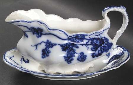 Warwick (Flow Blue) Gravy Boat & Underplate/Relish