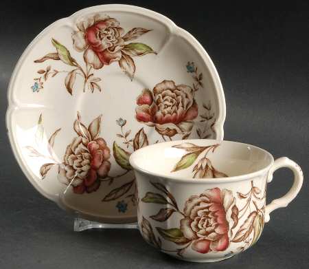 Warwick Brown Multicolor Flat Cup & Saucer Set