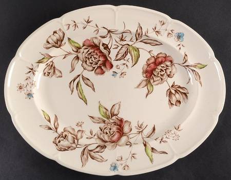 Warwick Brown Multicolor 12" Oval Serving Platter