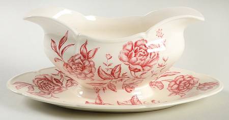 Warwick Pink Gravy Boat with Attached Underplate