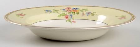 Watteau (Yellow Ovals Border) Large Rim Soup Bowl