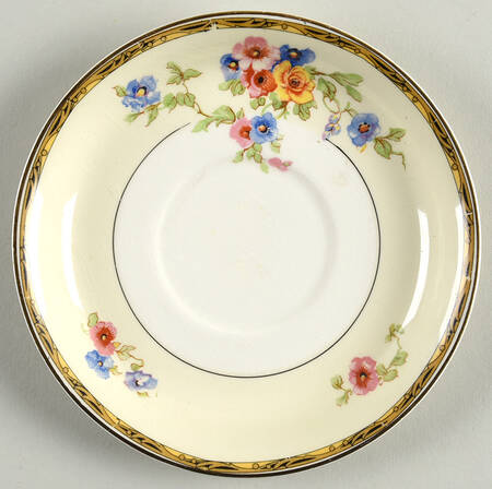 Watteau (Tan Scrolls & Dots Border) Saucer for Cream Soup Bowl