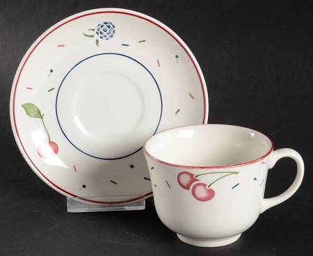 Wild Cherries Flat Cup & Saucer Set