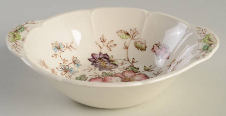 Windsor Flowers Brown Multicolor Lugged Cereal Bowl