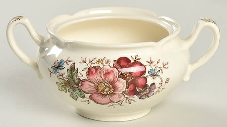 Windsor Flowers Brown Multicolor Sugar Bowl No Lid