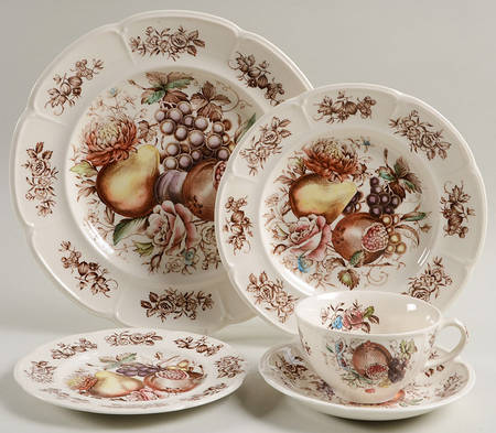 Windsor Fruit (Georgian, Ribbed Border) 5 Piece Place Setting
