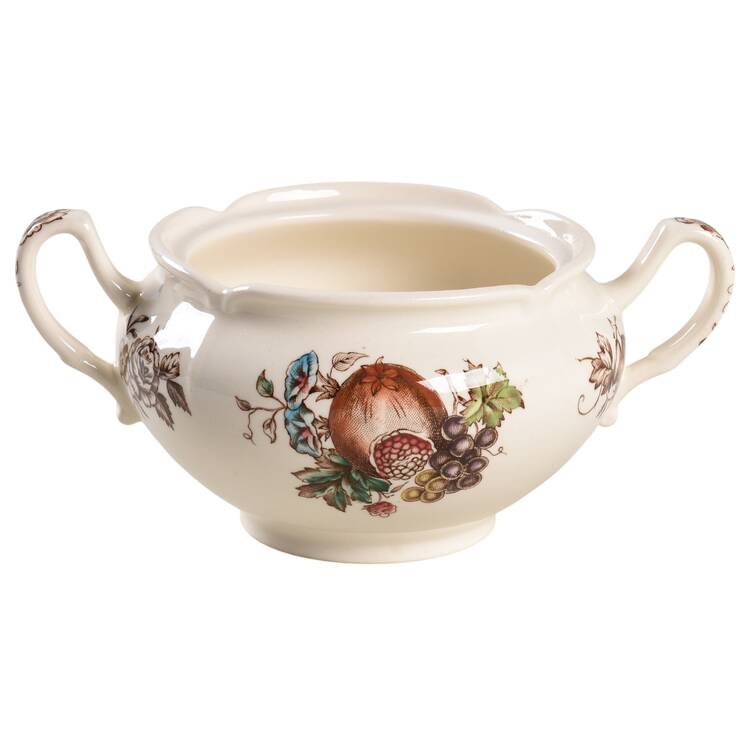 Windsor Fruit (Georgian, Ribbed Border) Sugar Bowl No Lid