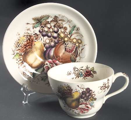 Windsor Fruit (Georgian, Ribbed Border) Oversized Cup & Saucer Set