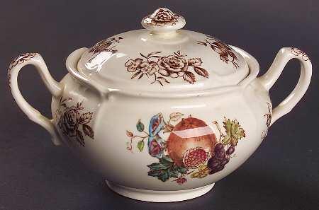 Windsor Fruit (Georgian, Ribbed Border) Sugar Bowl & Lid