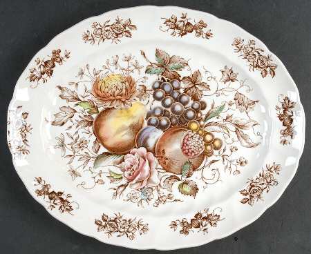 Windsor Fruit (Old Chelsea, Swirl Border) 11" Oval Serving Platter
