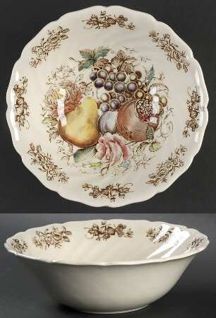 Windsor Fruit (Old Chelsea, Swirl Border) 8" Round Vegetable Bowl
