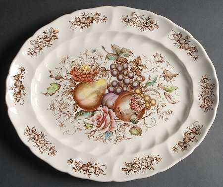 Windsor Fruit (Old Chelsea, Swirl Border) 15" Oval Serving Platter