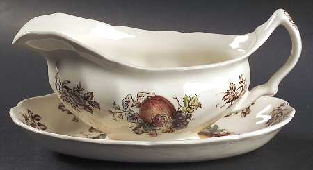 Windsor Fruit (Old Chelsea, Swirl Border) Gravy Boat & Underplate/Relish