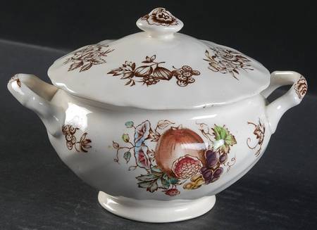 Windsor Fruit (Old Chelsea, Swirl Border) Sugar Bowl & Lid