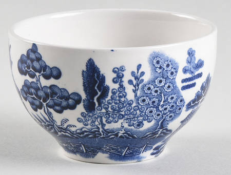 Willow Blue (Made in England, Earthenware, Newer) Mini Rice/Open Sugar Bowl