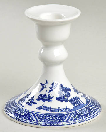 Willow Blue (Made in England, Earthenware, Newer) Small Candlestick