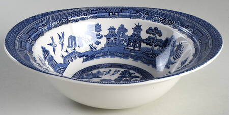 Willow Blue (Made in England, Earthenware, Newer) Round Vegetable No Lid