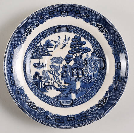 Willow Blue (Made in England, Earthenware, Newer) Saucer for Oversized Cup