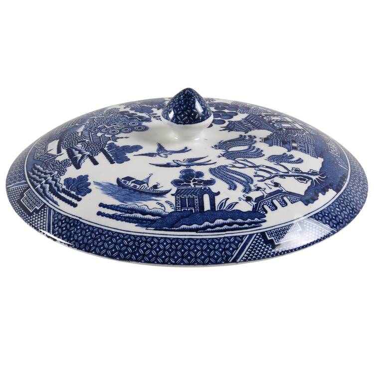 Willow Blue (Made in England, Earthenware, Newer) Lid for Round Vegetable
