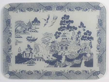 Willow Blue (Made in England, Earthenware, Newer) Rectangular Glassware Cutting Board