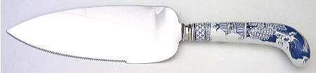 Willow Blue (Made in England, Earthenware, Newer) Pie & Cake Server with Stainless Blade