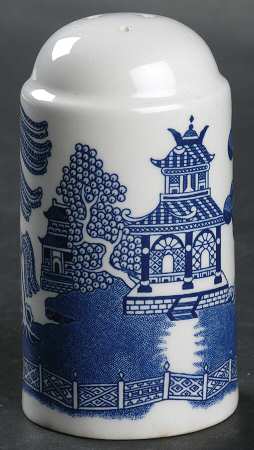 Willow Blue (Made in England, Earthenware, Newer) Salt Shaker