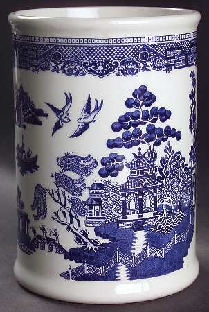 Willow Blue (Made in England, Earthenware, Newer) Utensil Holder