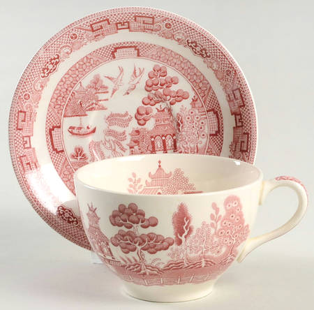 Willow Pink Red Oversized Cup & Saucer Set