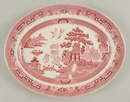 Willow Pink Red 11" Oval Serving Platter