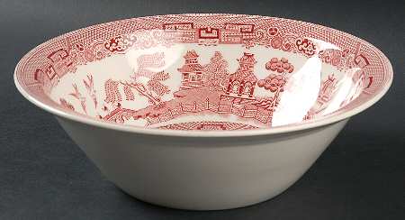 Willow Pink Red 8" Round Vegetable Bowl