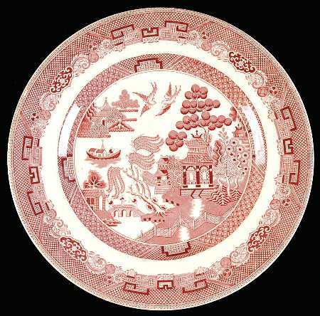 Willow Pink Red Luncheon Plate