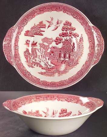 Willow Pink Red Lugged Cereal Bowl