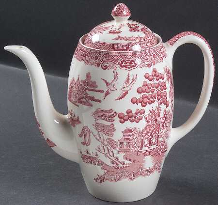 Willow Pink Red Small Coffee Pot & Lid