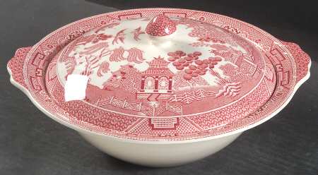 Willow Pink Red Round Covered Vegetable
