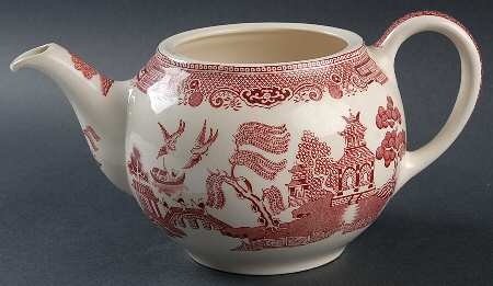 Willow Pink Red Teapot No Lid