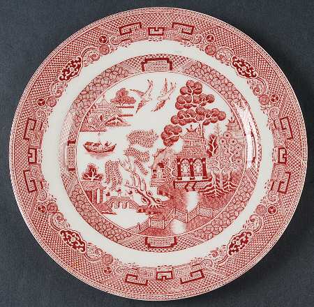 Willow Pink Red Dessert/Pie Plate