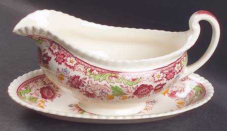 Winchester Pink (Rope Edge) Gravy Boat & Underplate/Relish