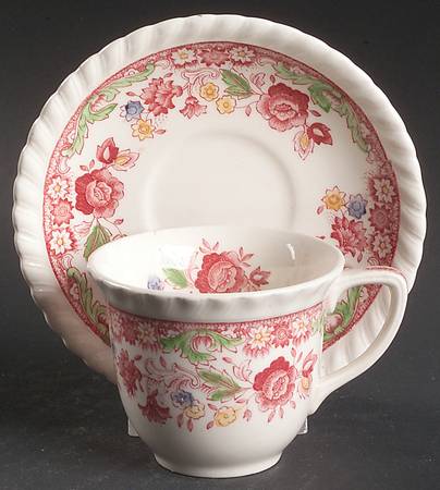 Winchester Pink (Rope Edge) Flat Demitasse Cup & Saucer Set