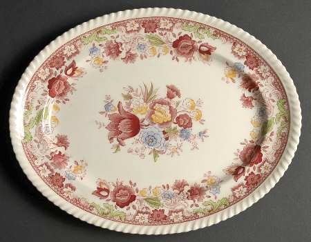 Winchester Pink (Rope Edge) 12" Oval Serving Platter
