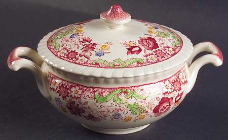 Winchester Pink (Rope Edge) Sugar Bowl & Lid by Johnson Brothers