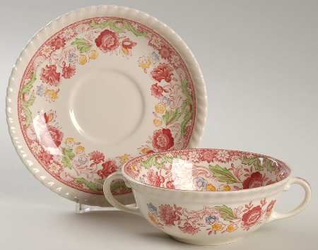 Winchester Pink (Rope Edge) Flat Cream Soup Bowl & Saucer Set